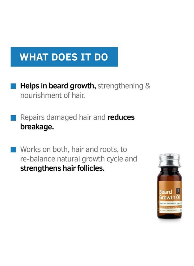 Ustraa - Beard Growth Oil - 35Ml - More Beard Growth, With Redensyl, 8 Natural Oils Including Jojoba Oil, Vitamin E, Nourishment & Strengthening, No Harmful Chemicals - Image 1