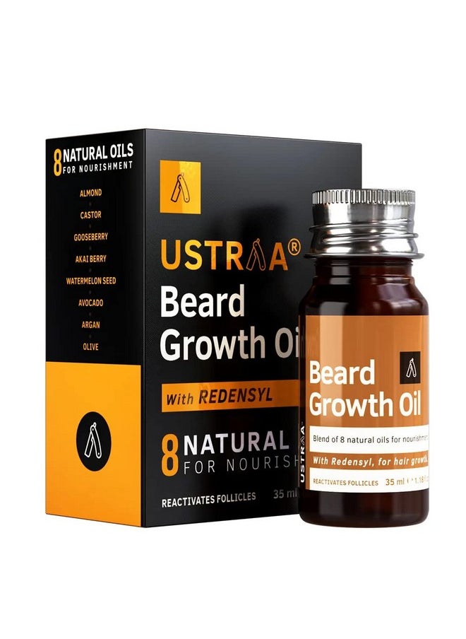 Ustraa - Beard Growth Oil - 35Ml - More Beard Growth, With Redensyl, 8 Natural Oils Including Jojoba Oil, Vitamin E, Nourishment & Strengthening, No Harmful Chemicals - Image 1