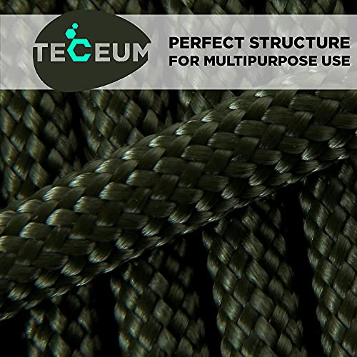 TECEUM Paracord Type III 550 Army Green – 200 ft – 4mm – Tactical Rope MIL-SPEC – Outdoor para Cord –Camping Hiking Fishing Gear and Equipment – EDC Parachute Cord – Strong Survival Rope - Image 5