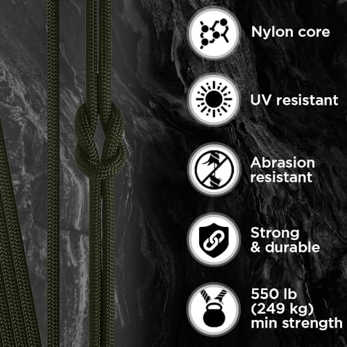 TECEUM Paracord Type III 550 Army Green – 200 ft – 4mm – Tactical Rope MIL-SPEC – Outdoor para Cord –Camping Hiking Fishing Gear and Equipment – EDC Parachute Cord – Strong Survival Rope - Image 3