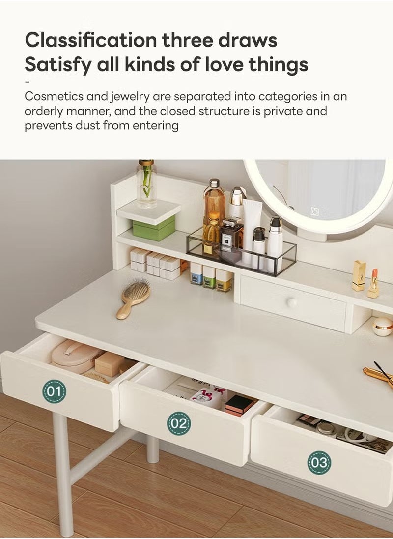 Beauenty Simple Style Dresser with Mirriors, Vanity Table with Drawers, Bedroom Bedside table, Makeup Table for Bedroom 100*40*125.5CM (NO Chair)  - Image 4