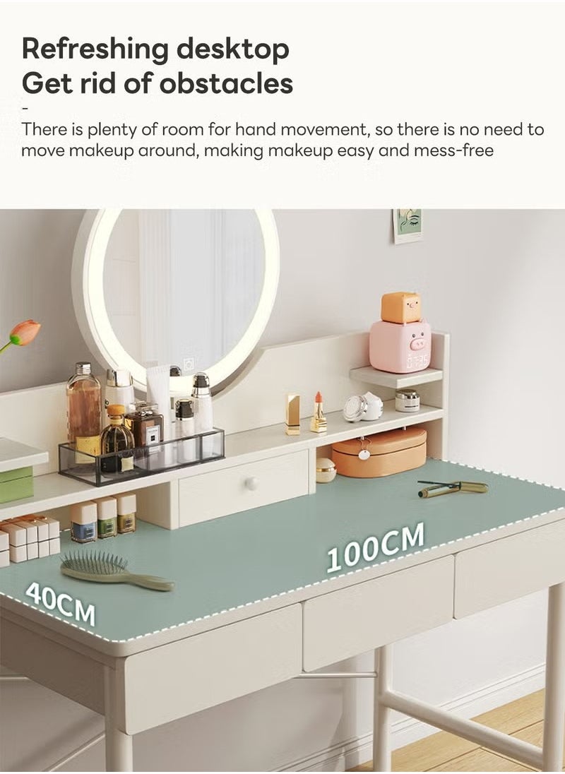 Beauenty Simple Style Dresser with Mirriors, Vanity Table with Drawers, Bedroom Bedside table, Makeup Table for Bedroom 100*40*125.5CM (NO Chair)  - Image 5