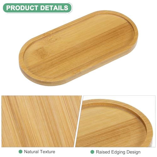 M METERXITY 3-Pack Bamboo Plant Saucer, Plant Saucer Oval Bamboo Tray Plant Plates for Flower Pots/Succulent Pots, Planter Pot Tray [Natural Color] - Image 2