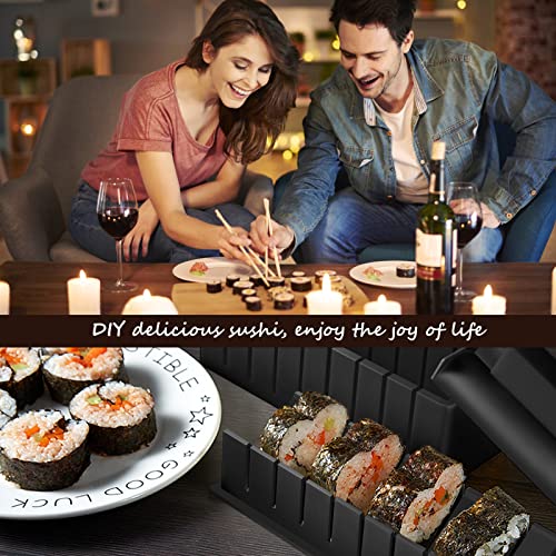 HI NINGER Sushi Making Kit Deluxe Edition Complete Sushi Maker Kit 17PCS Home Sushi Mold Press with Sushi Rice Roll Mold Shapes,Fork,Spatula, Sushi Knife, Sushi Rolling Mat, Chopsticks - Image 5
