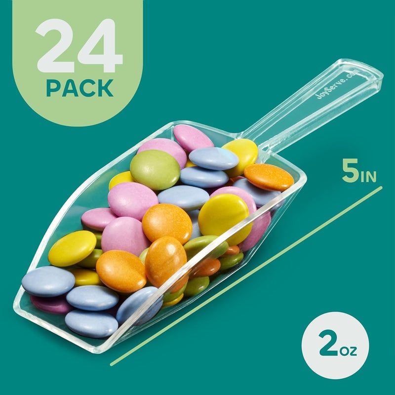 JoyServe 24-Mini Clear Acrylic Plastic Scoops for Candy - Ice Cream Bar, Jars, Containers, Coffee, Flour, Dessert Toppings, Buffets, Kitchen, Weddings, Parties & Concessions, Candy Buffet, 5.5" Candy Scoops - Image 2