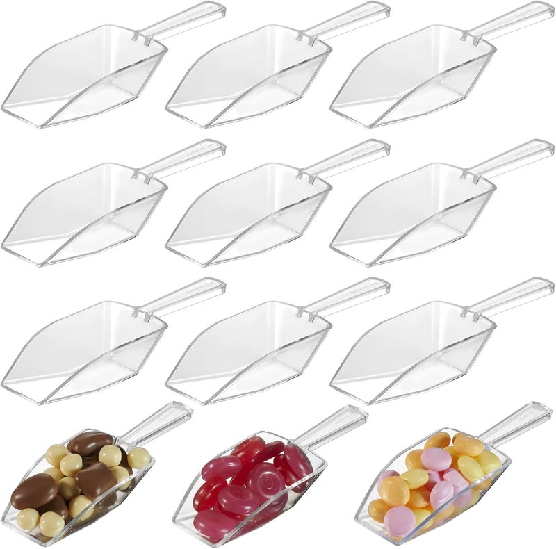 JoyServe 24-Mini Clear Acrylic Plastic Scoops for Candy - Ice Cream Bar, Jars, Containers, Coffee, Flour, Dessert Toppings, Buffets, Kitchen, Weddings, Parties & Concessions, Candy Buffet, 5.5" Candy Scoops - Image 1