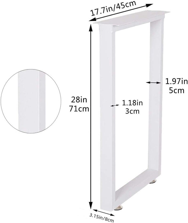 Cartvilla Cartvilla Metal Table Legs Heavy Duty Desk Legs DIY Furniture Legs Dining Table Coffee Table Office Desk Tables desktops Kitchen Tables Counter Tops White Square Shape Leg Pack of 2  - Image 2