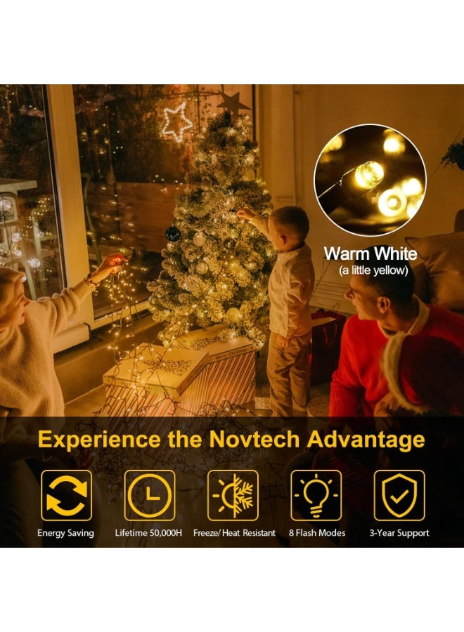 Y&D Christmas Lights Outdoor, Total 100M 1000LED Christmas Tree Lights with 8 Modes Waterproof, Warm White String Twinkle Lights Green Wire for Indoor Patio Garden Xmas Holiday Decorations - Image 4