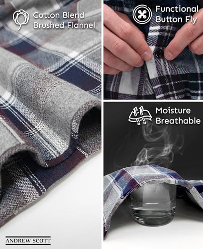 Andrew Scott Men's 3 Pack Cotton Flannel Fleece Brush Pajama Sleep & Lounge Pants (X-Large, 3 Pack - Plaids, Red/Snow/Black) - Image 3