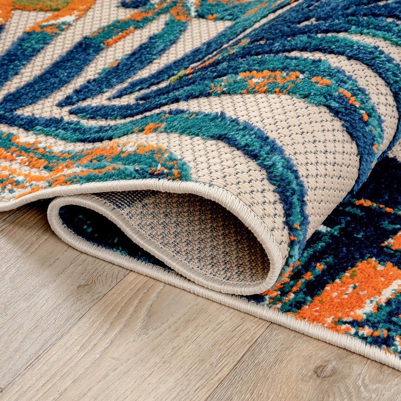Rugshop Tropical Floral Leaves Indoor/Outdoor Area Rug Durable Polypropylene, Non-Shedding, Easy to Clean, Perfect for Patio, Backyard, Deck and Outdoor Lounge, High Traffic Areas, 3'3" x 5' - Image 3