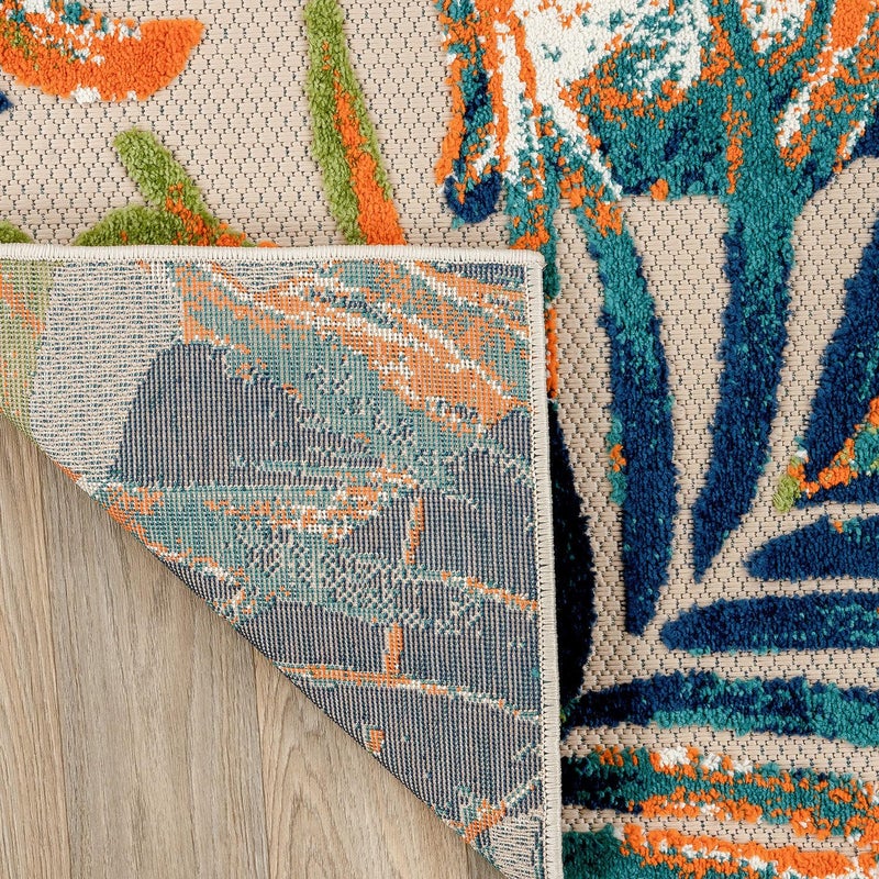 Rugshop Tropical Floral Leaves Indoor/Outdoor Area Rug Durable Polypropylene, Non-Shedding, Easy to Clean, Perfect for Patio, Backyard, Deck and Outdoor Lounge, High Traffic Areas, 3'3" x 5' - Image 5
