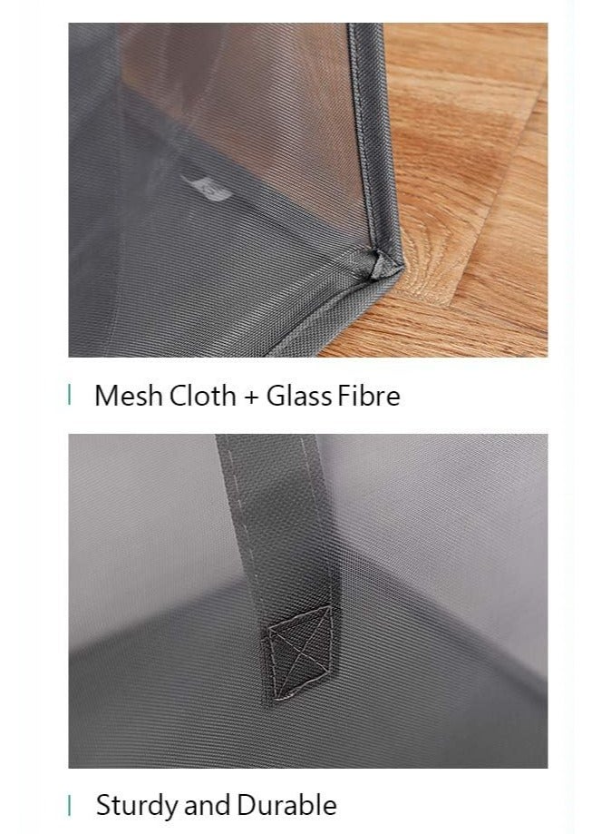 Laundry Bags Hamper Bag with Handles,Portable Collapsible Dirty Clothes Mesh Basket Foldable for Washing Storage, Kids Room,Dorm or Travel (Black, Single-Layer) - Image 2