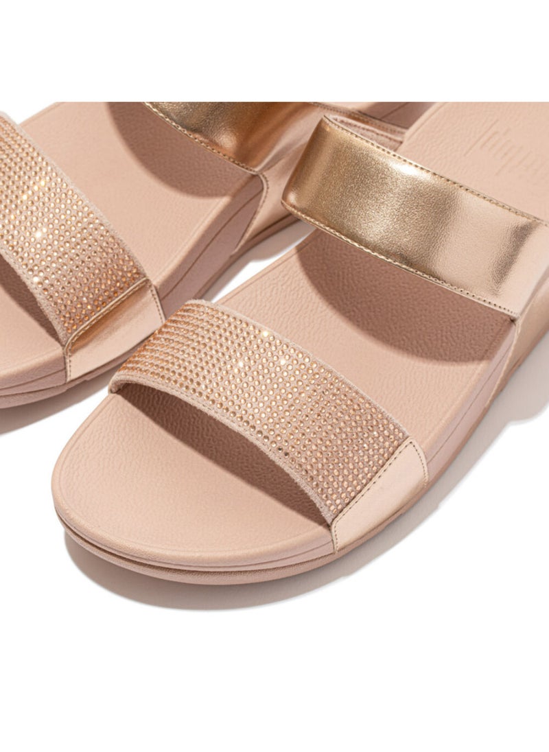 FitFlop - Lulu Crystal Embellished Slides Rose Gold EC4-323 - Image 1