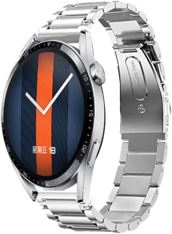 Dado Stainless Steel Replacement Band Compatible with Huawei Watch GT3 46mm | Huawei Runner | Huawei Watch 3, 3 beads adjustable length Stainless Steel strap