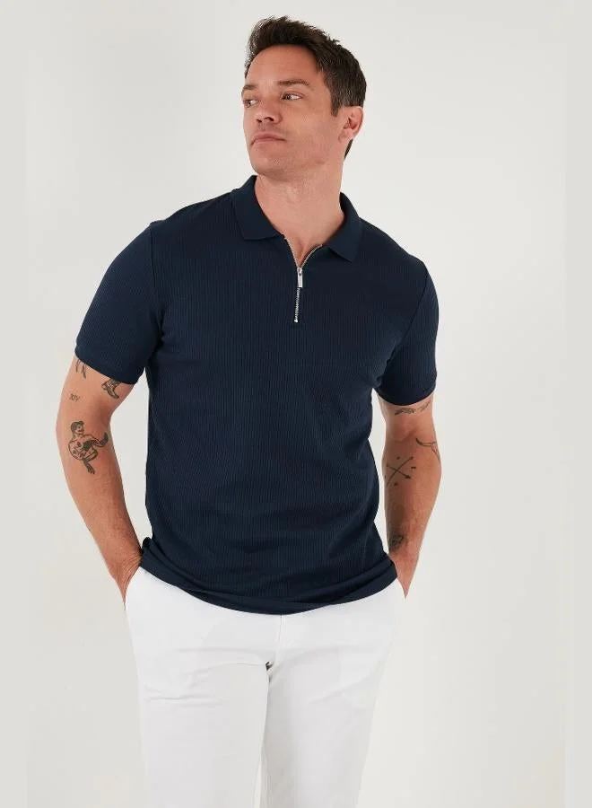 Buratti  Buratti Cotton Regular Fit Zippered Polo Collar T Shirt Men's Polo Collar T-Shirt 5902738 for Men | Best Price UAE