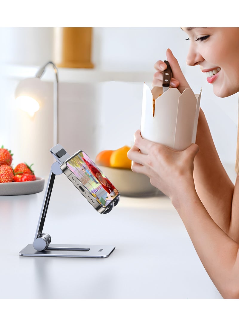 Ugreen Foldable Cell Phone Stand For Desk, Fully Adjustable Mobile Phone Holder Dock Aluminum iPhone Stand Compatible With, iPhone 16/15 Series, Samsung Galaxy S24 S23, 4-7.9 inch - Image 2