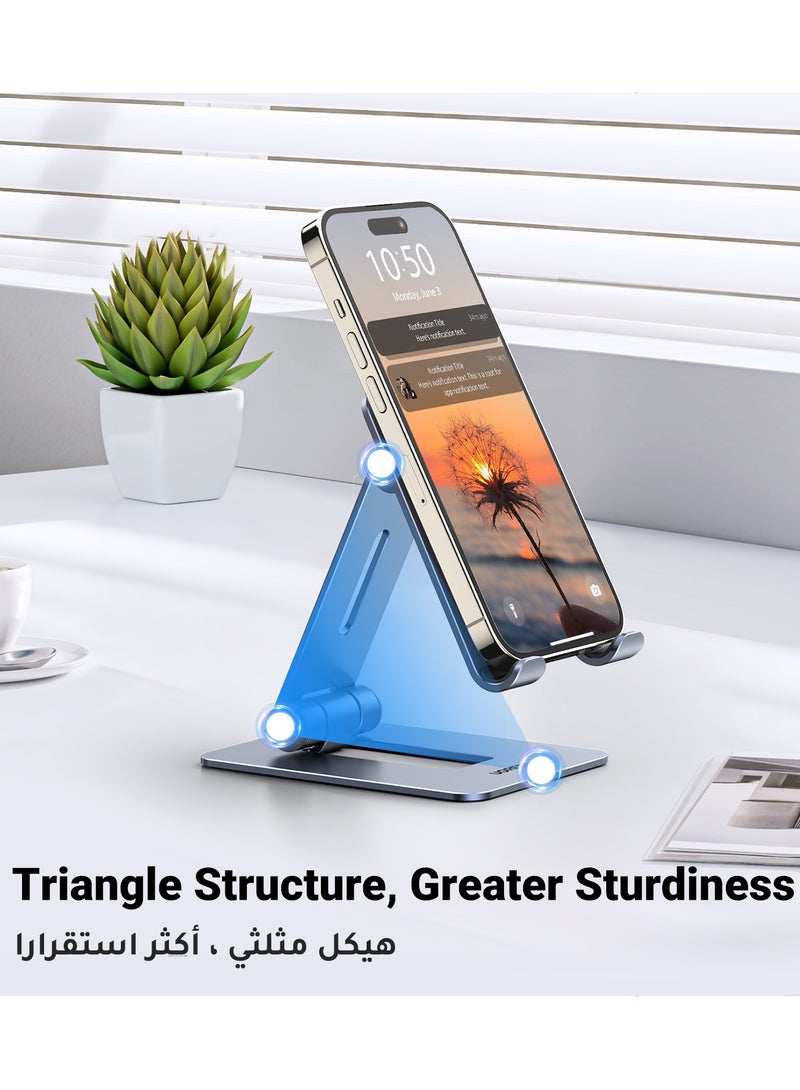 Ugreen Foldable Cell Phone Stand For Desk, Fully Adjustable Mobile Phone Holder Dock Aluminum iPhone Stand Compatible With, iPhone 16/15 Series, Samsung Galaxy S24 S23, 4-7.9 inch - Image 4