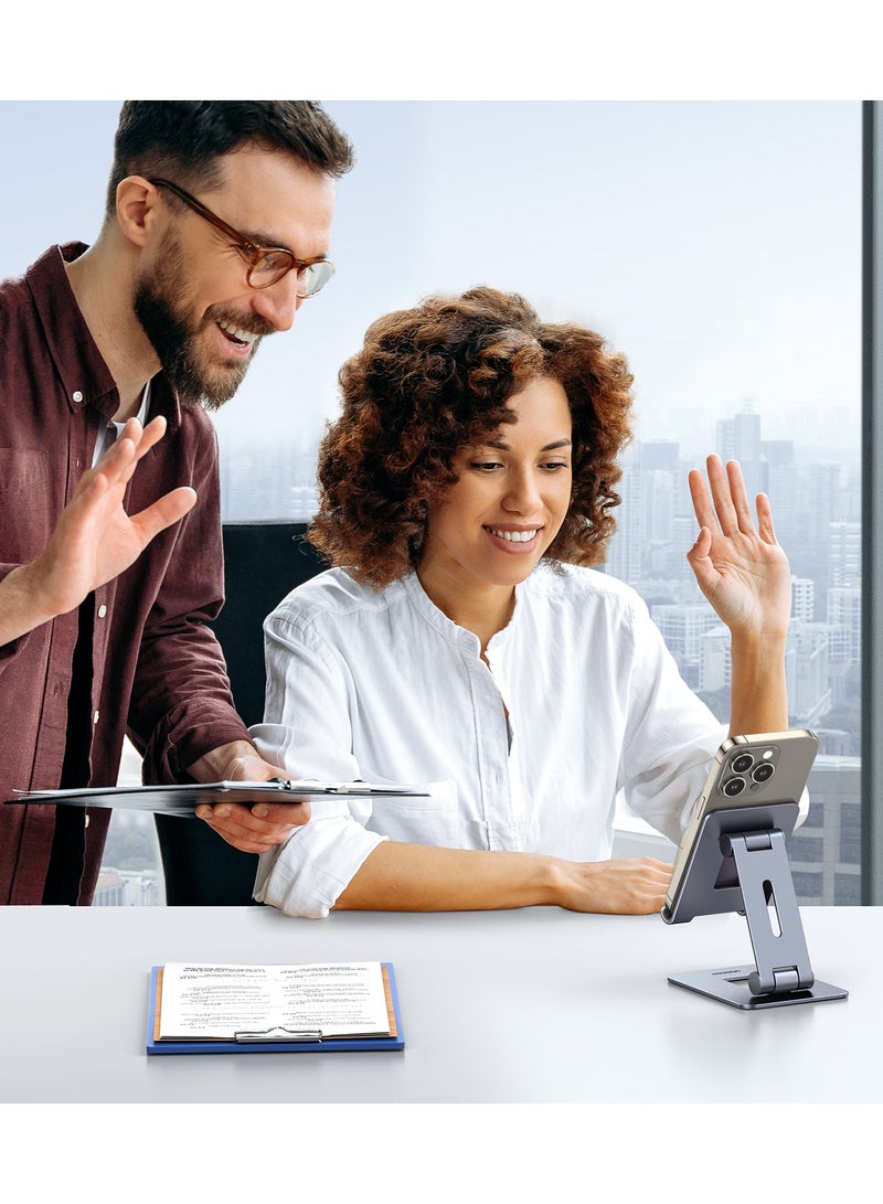 Ugreen Foldable Cell Phone Stand For Desk, Fully Adjustable Mobile Phone Holder Dock Aluminum iPhone Stand Compatible With, iPhone 16/15 Series, Samsung Galaxy S24 S23, 4-7.9 inch - Image 3