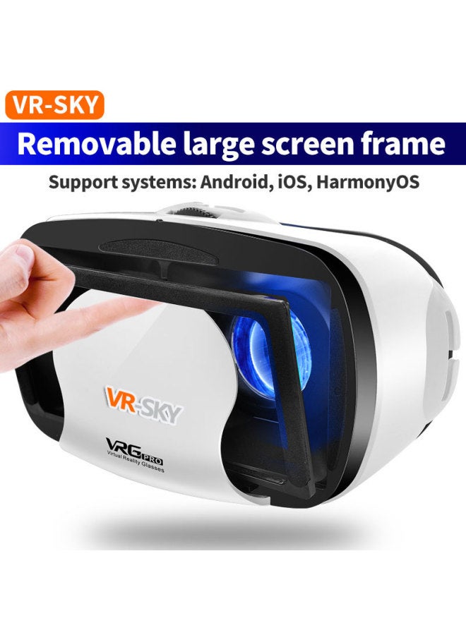 VR Virtual Glasses Game Glasses VR Glasses Private Ar Cinema 3DVR-Color:Sky Earless Blue Light White + Headphones + Y5 White  - Image 3