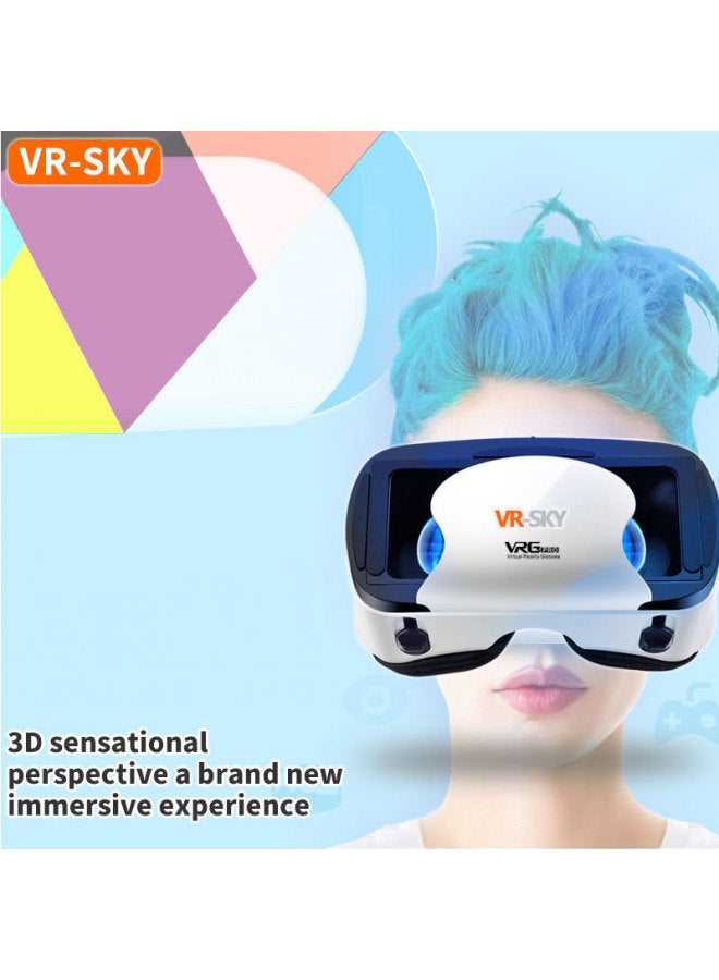 VR Virtual Glasses Game Glasses VR Glasses Private Ar Cinema 3DVR-Color:Sky Earless Blue Light White + Headphones + Y5 White  - Image 4