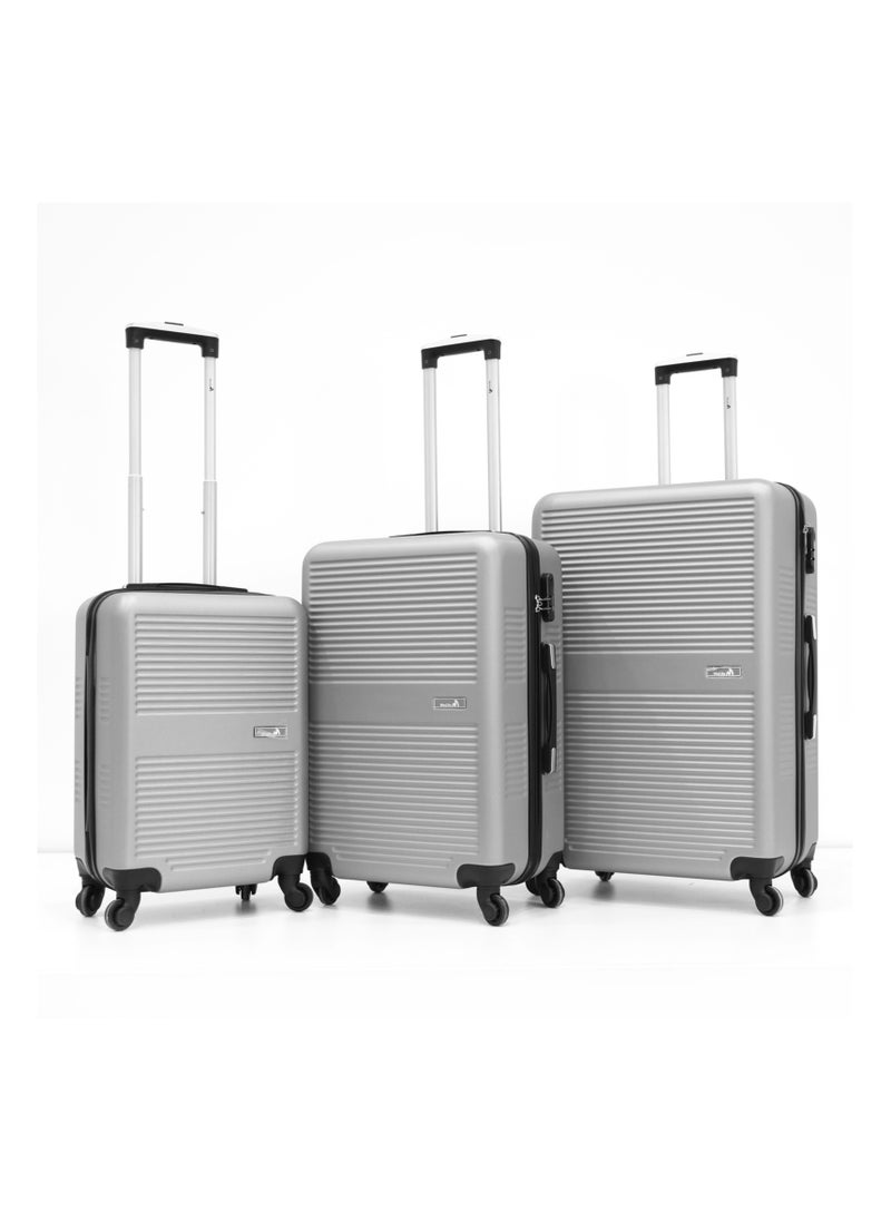MELIFE Hardshell Luggage Trolley Bag 3 Pieces Set With Spinner Wheels,Silver (S-20inch,M-24inch,L-28inch)  - Image 1