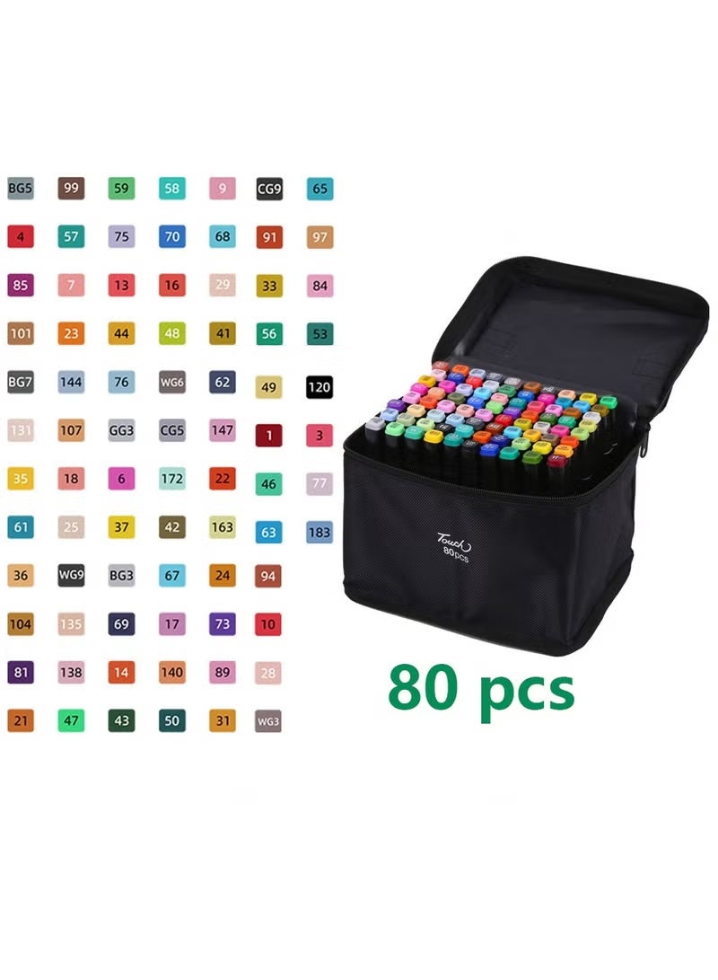 تاتش الوان ماركر مزدوجة، الوان فلوماستر، الوان مائيه، مجموعة الوان احترافية 80 لون - Image 5