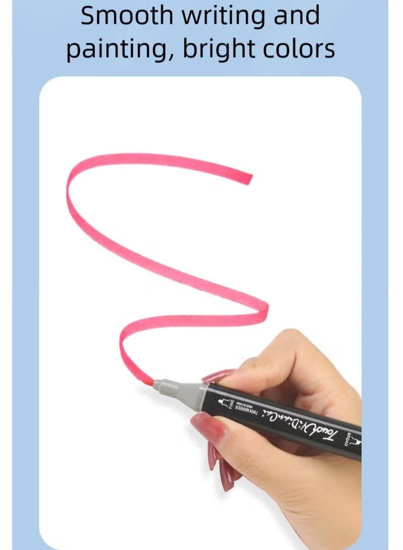 تاتش الوان ماركر مزدوجة، الوان فلوماستر، الوان مائيه، مجموعة الوان احترافية 80 لون - Image 3