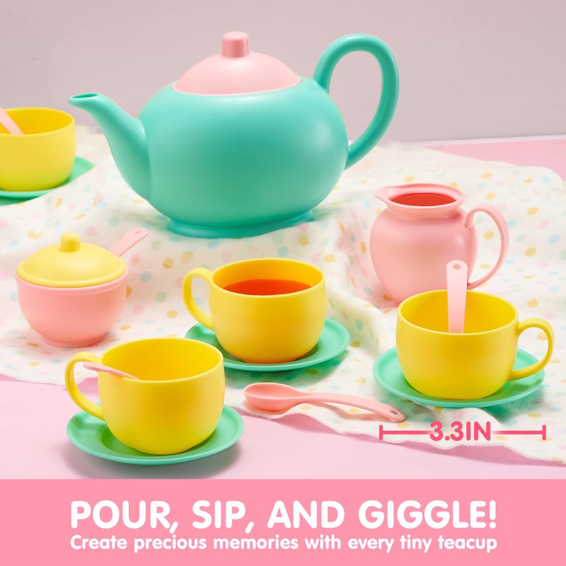 JOYIN 18PCS Pretend Tea Party Set Play Food Accessories BPA Free, Phthalates Free, Plastic Tea Set, Mini Kitchen for Kids, Gifts for Toddler Boys Girls, Gift for Christmas - Image 4