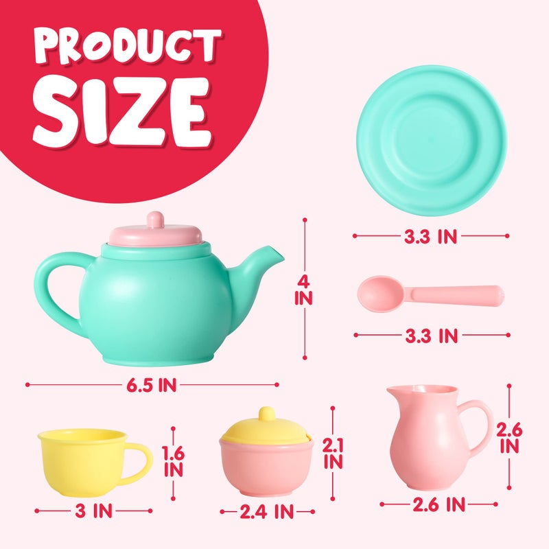 JOYIN 18PCS Pretend Tea Party Set Play Food Accessories BPA Free, Phthalates Free, Plastic Tea Set, Mini Kitchen for Kids, Gifts for Toddler Boys Girls, Gift for Christmas - Image 3