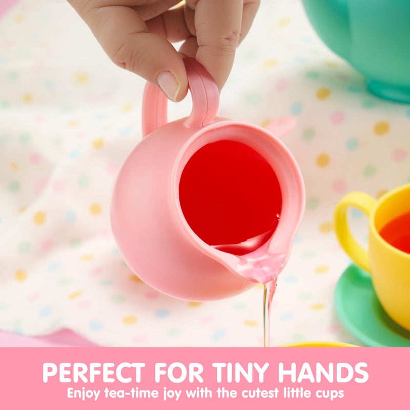 JOYIN 18PCS Pretend Tea Party Set Play Food Accessories BPA Free, Phthalates Free, Plastic Tea Set, Mini Kitchen for Kids, Gifts for Toddler Boys Girls, Gift for Christmas - Image 5