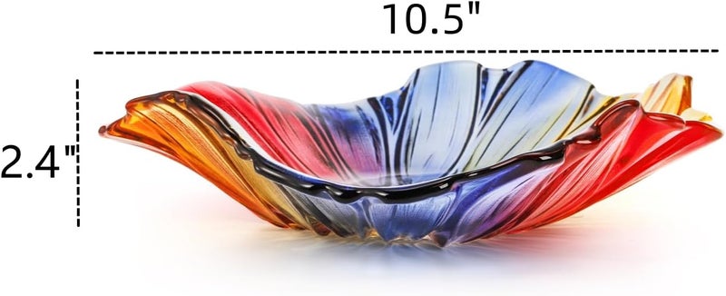 Dicunoy Dicunoy 2 Pack Glass Fruit Bowls 10 Colorful Vegetable Fruit Plate for Kitchen Counter Table Modern Creative Stylish Candy Dish Decorative Sunflower Bowls for Home Table Centerpieces  - Image 2