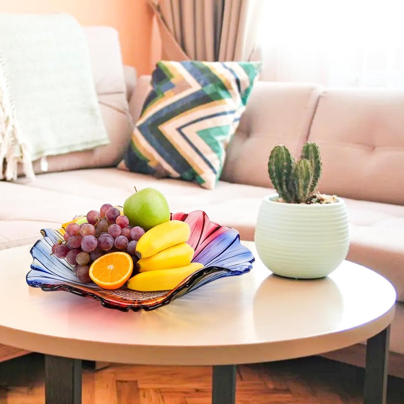 Dicunoy Dicunoy 2 Pack Glass Fruit Bowls 10 Colorful Vegetable Fruit Plate for Kitchen Counter Table Modern Creative Stylish Candy Dish Decorative Sunflower Bowls for Home Table Centerpieces  - Image 4