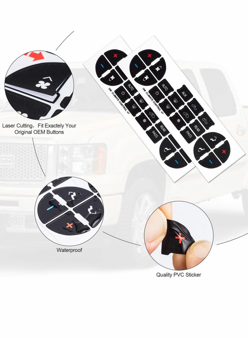 SOLARAE ملصق إصلاح زر تكييف الهواء لسيارات شيفروليه، قطعة غيار للسيارة لإصلاح أزرار التحكم في الراديو المتضررة والمتلاشية، ملصقات لملحقات الشاحنات SUV (6 عبوات)  - Image 2
