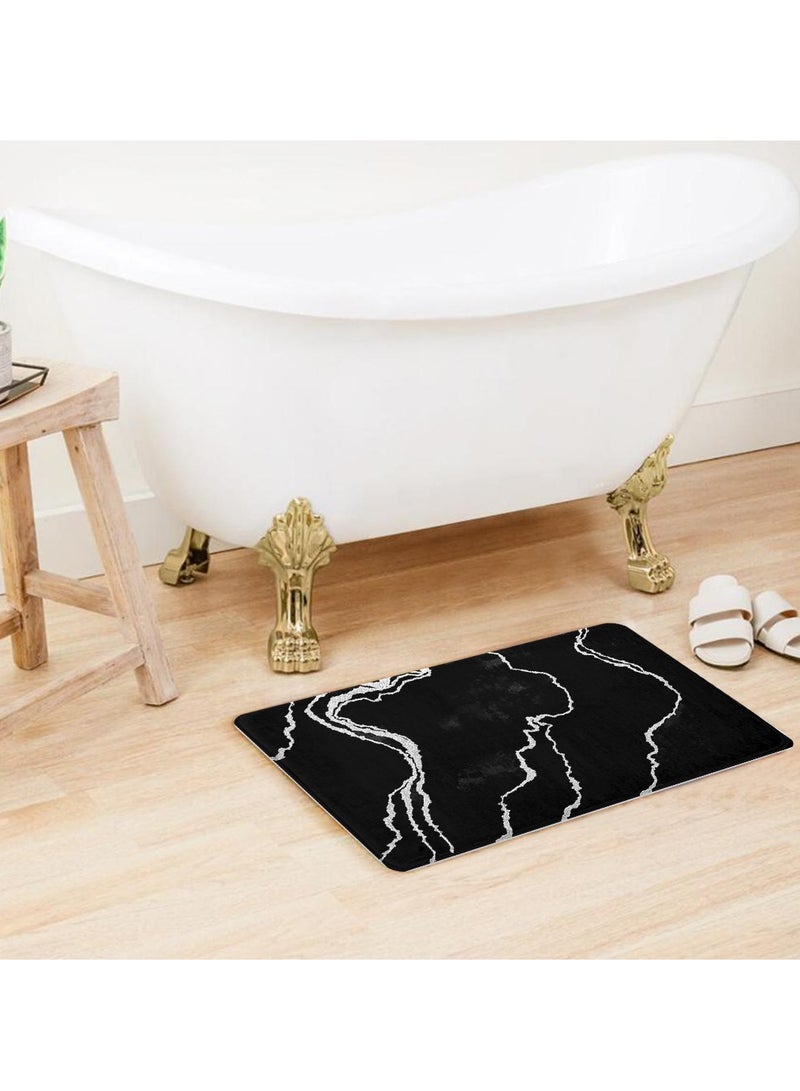 RIZARIES Supersoft Black Silver Abstract Door Mat, Non-slip Washable, 50 x 80cm  - Image 3