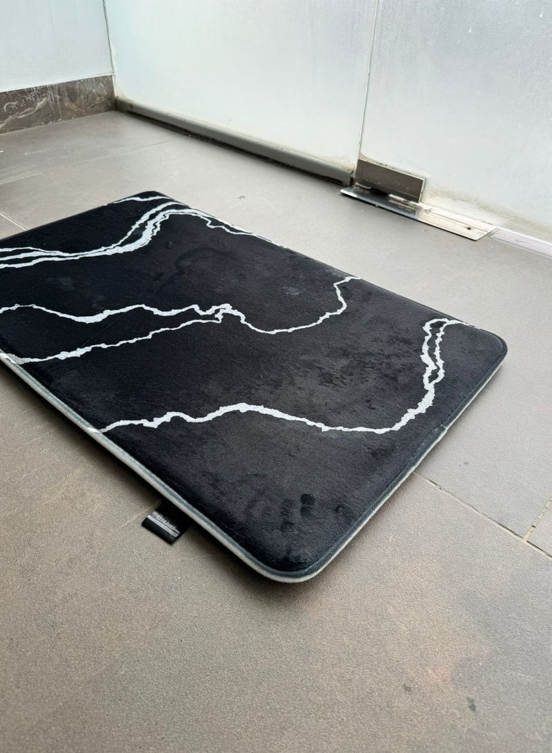 RIZARIES Supersoft Black Silver Abstract Door Mat, Non-slip Washable, 50 x 80cm  - Image 4