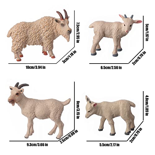 JOKFEICE Animal Figures 4pcs Plastic White Goat Animals Action Model Science Project Learning Educational Toys Birthday Gift Cake Topper for Kids - Image 5