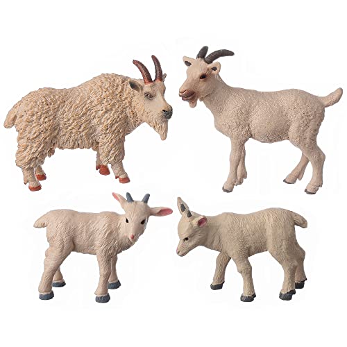JOKFEICE Animal Figures 4pcs Plastic White Goat Animals Action Model Science Project Learning Educational Toys Birthday Gift Cake Topper for Kids - Image 1