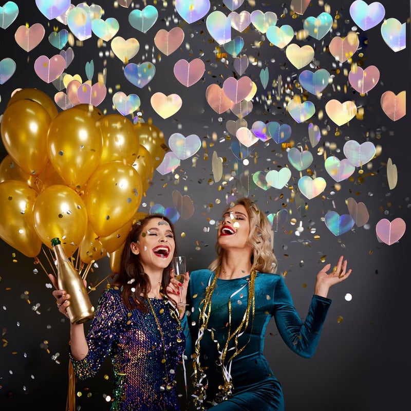 WENSEO 52Ft Shiny Corlorful Glitter Laser Love-Heart Garland Photo Booth Props for Girl Birthday Party Decorations ERAS Themed Birthday Banner Supplies Themed Decor Taylor Party Decorations - Image 5