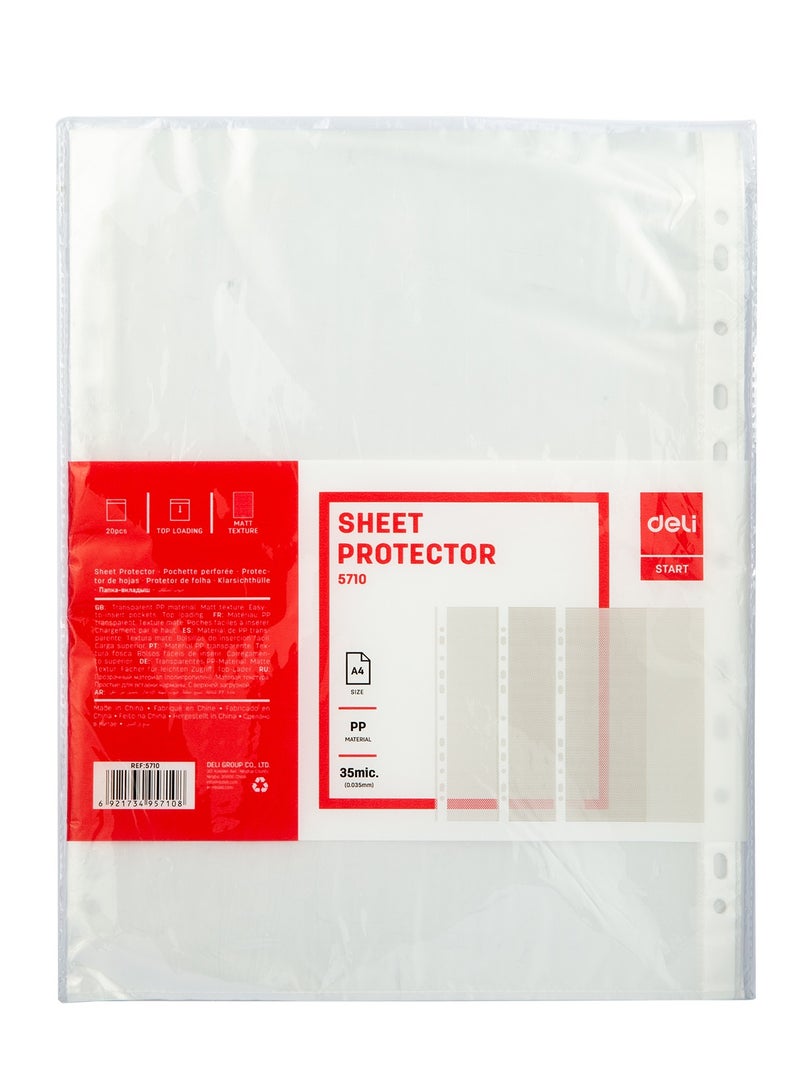 Deli حافظة أوراق A4 دلي E5710، غلاف مستندات شفاف من مادة PP بسماكة 35 ميكرون - مثالية لتخزين الملفات - Image 4