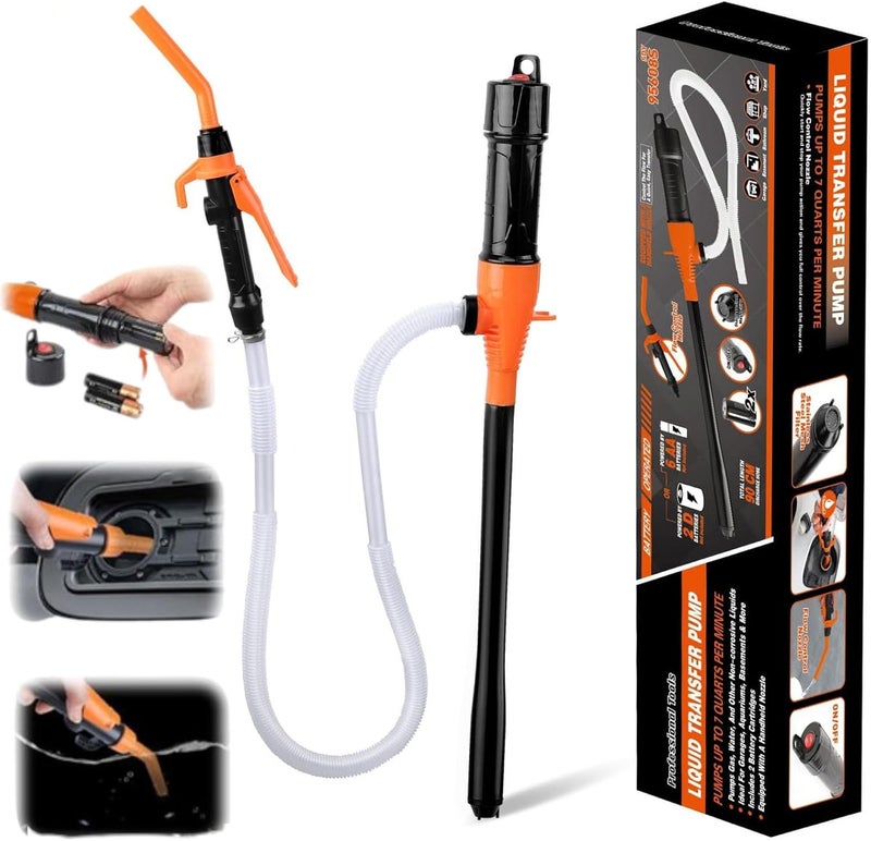 PINKE Portable Power Battery Pump, Battery Operated Gas Can Pump, Battery Operated Electric Siphon Pump, Easy to Use Hand Fuel Pump for Gas Kerosene Diesel - Image 1