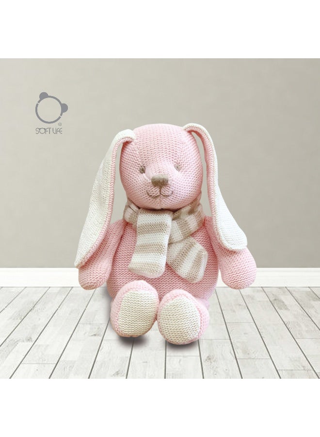 Softlife Soft Life Pink Yarn Fabric Bunny Doll - Cozy Comfort Toy  - Image 2