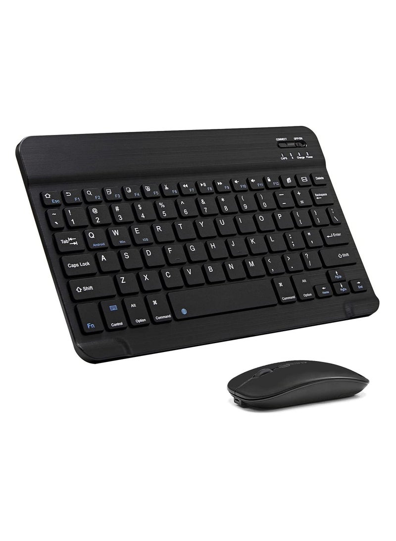 Ultra-Slim Bluetooth Combo Rechargeable Portable Wireless Keyboard And Mouse Set For  IPad IPhone IOS 13 Samsung Tablet Phone Smartphone Android Windows Black - Image 1