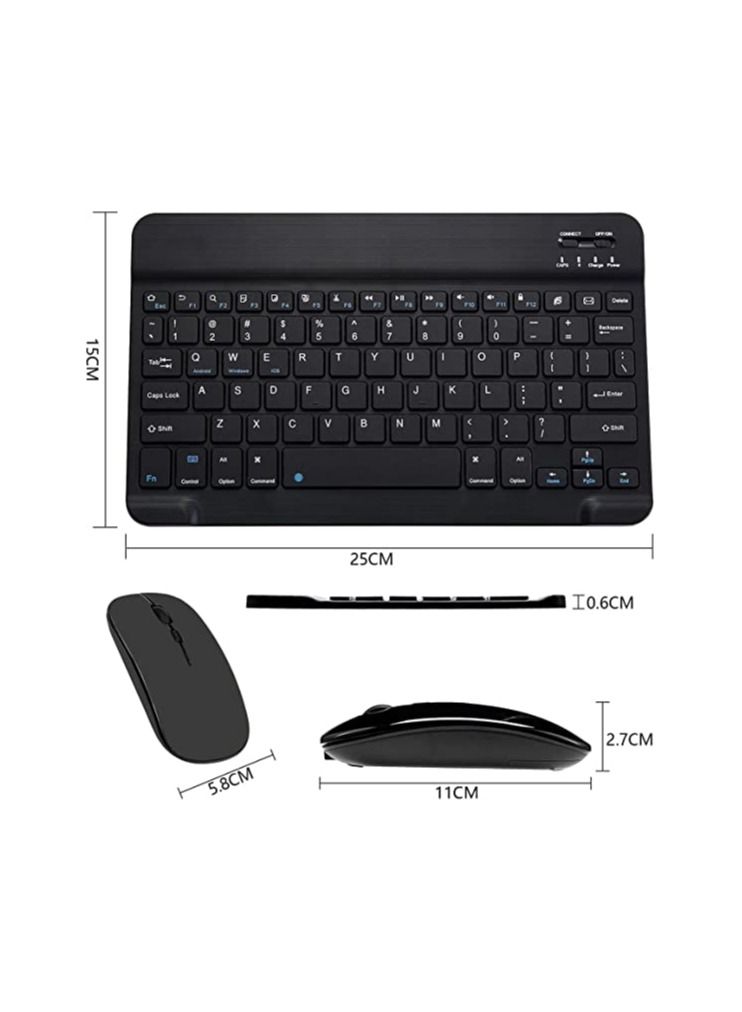 Ultra-Slim Bluetooth Combo Rechargeable Portable Wireless Keyboard And Mouse Set For  IPad IPhone IOS 13 Samsung Tablet Phone Smartphone Android Windows Black - Image 3