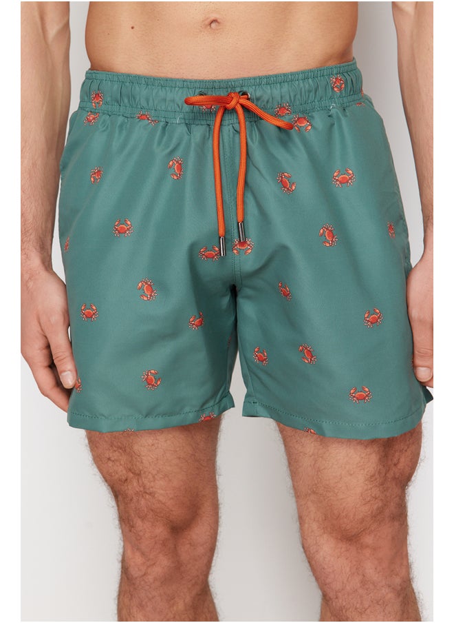 trendyol - Green Standard Fit Patterned Crab Patterned Swim Shorts TMNSS24DS00006 - Image 1