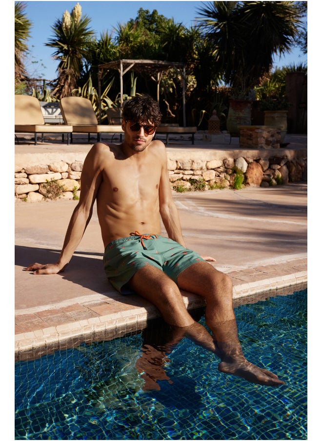 trendyol - Green Standard Fit Patterned Crab Patterned Swim Shorts TMNSS24DS00006 - Image 1