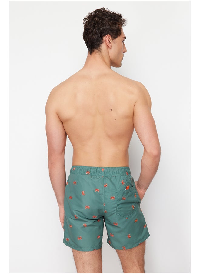 trendyol - Green Standard Fit Patterned Crab Patterned Swim Shorts TMNSS24DS00006 - Image 1