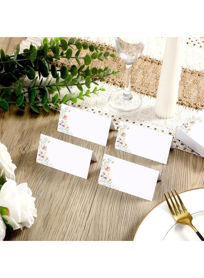 Sinload 120 Pcs Watercolor Wildflower Place Cards Tented Seating Floral Place Blank Table Name Cards Signs Folding for Party Bridal Shower Dinner - Image 4