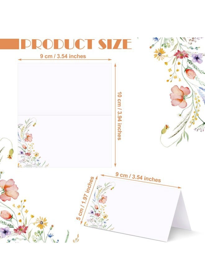 Sinload 120 Pcs Watercolor Wildflower Place Cards Tented Seating Floral Place Blank Table Name Cards Signs Folding for Party Bridal Shower Dinner - Image 2