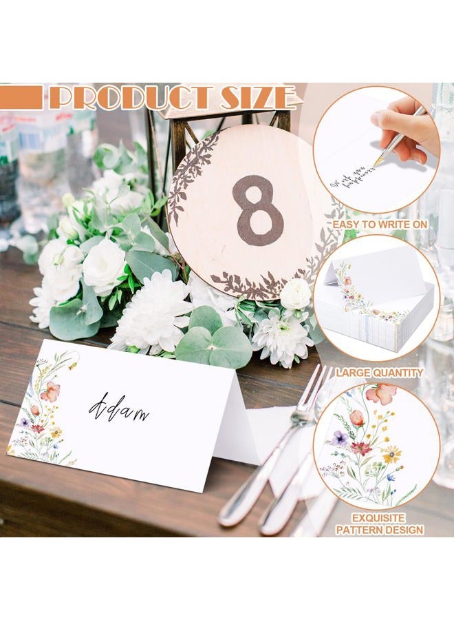 Sinload 120 Pcs Watercolor Wildflower Place Cards Tented Seating Floral Place Blank Table Name Cards Signs Folding for Party Bridal Shower Dinner - Image 3