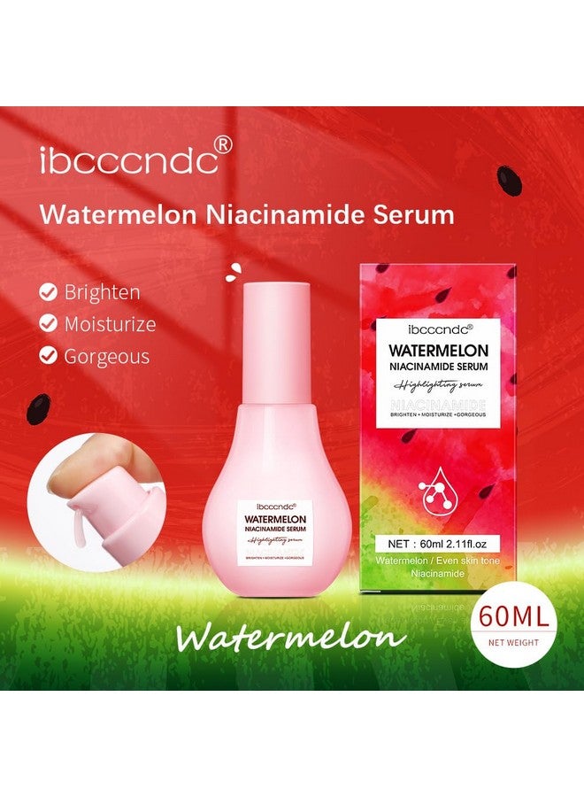 JISKG 2 Pcs Watermelon Moisturizer Facial Serum Brighten Moisturize And Lightweight Glow Facial Serum & Priming Liquid Highlighter. - Image 2